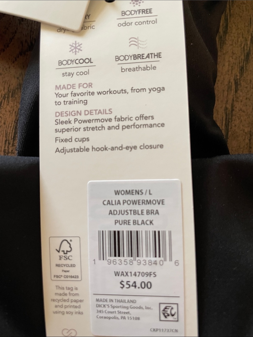 CALIA Powermove Black Racerback Bra - Picture 3 of 5
